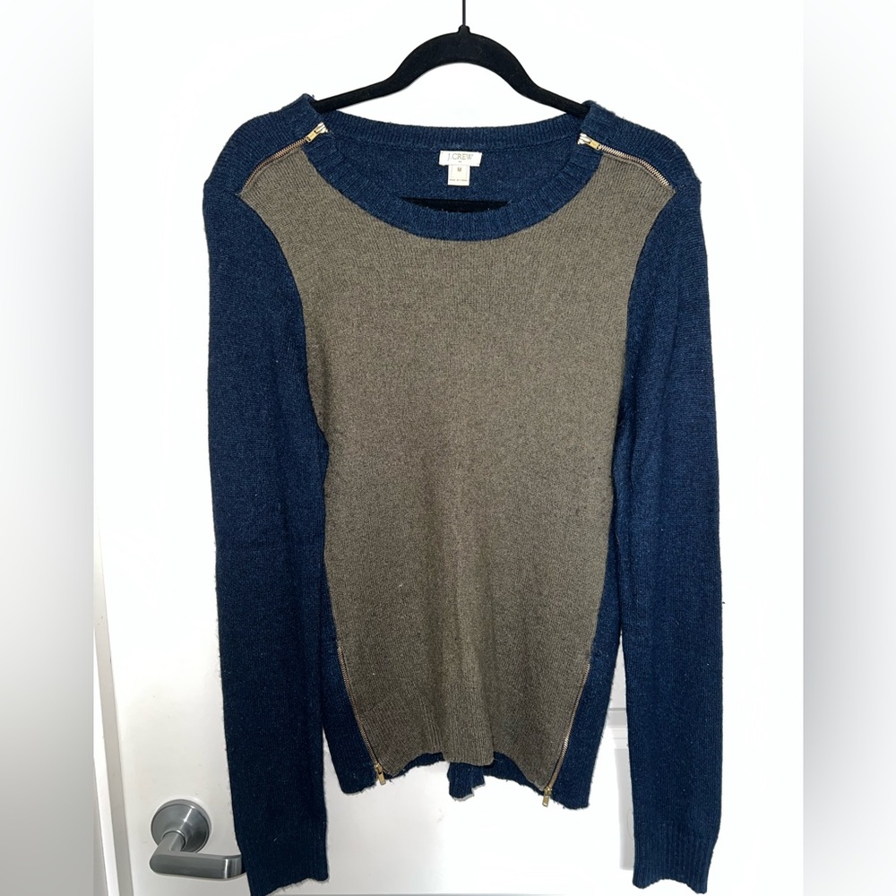 J Crew Factory blue & green wool sweater